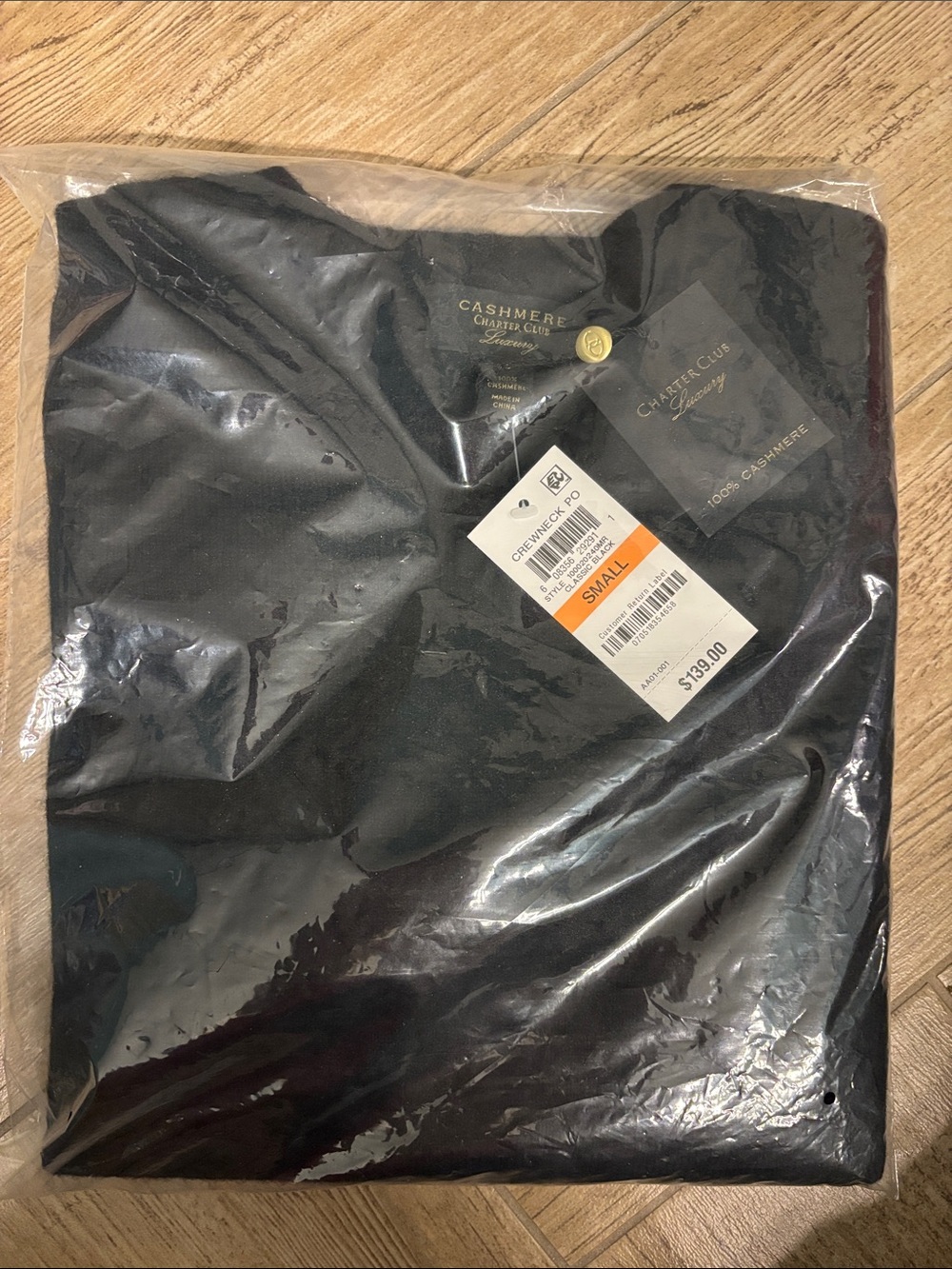 Charter Club Black Cashmere Crewneck Sweater - Small